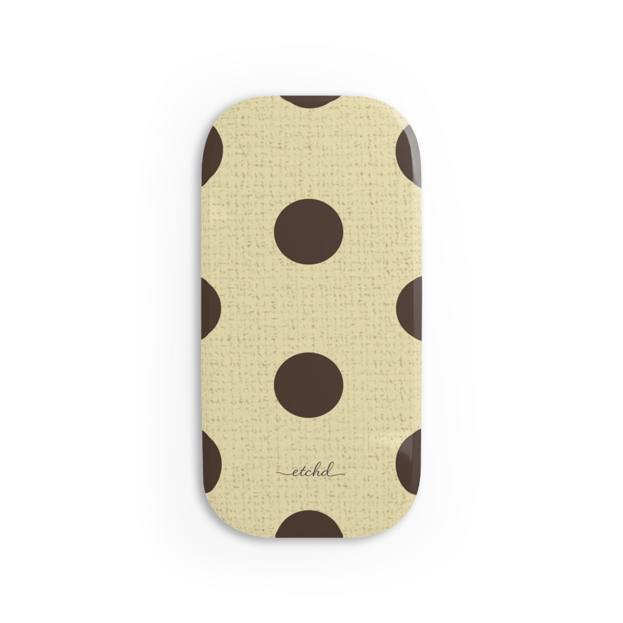 Butter Yellow And Brown Polka Dot Click-On Phone Grip by etchd