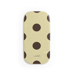 Butter Yellow And Brown Polka Dot Click-On Phone Grip by etchd