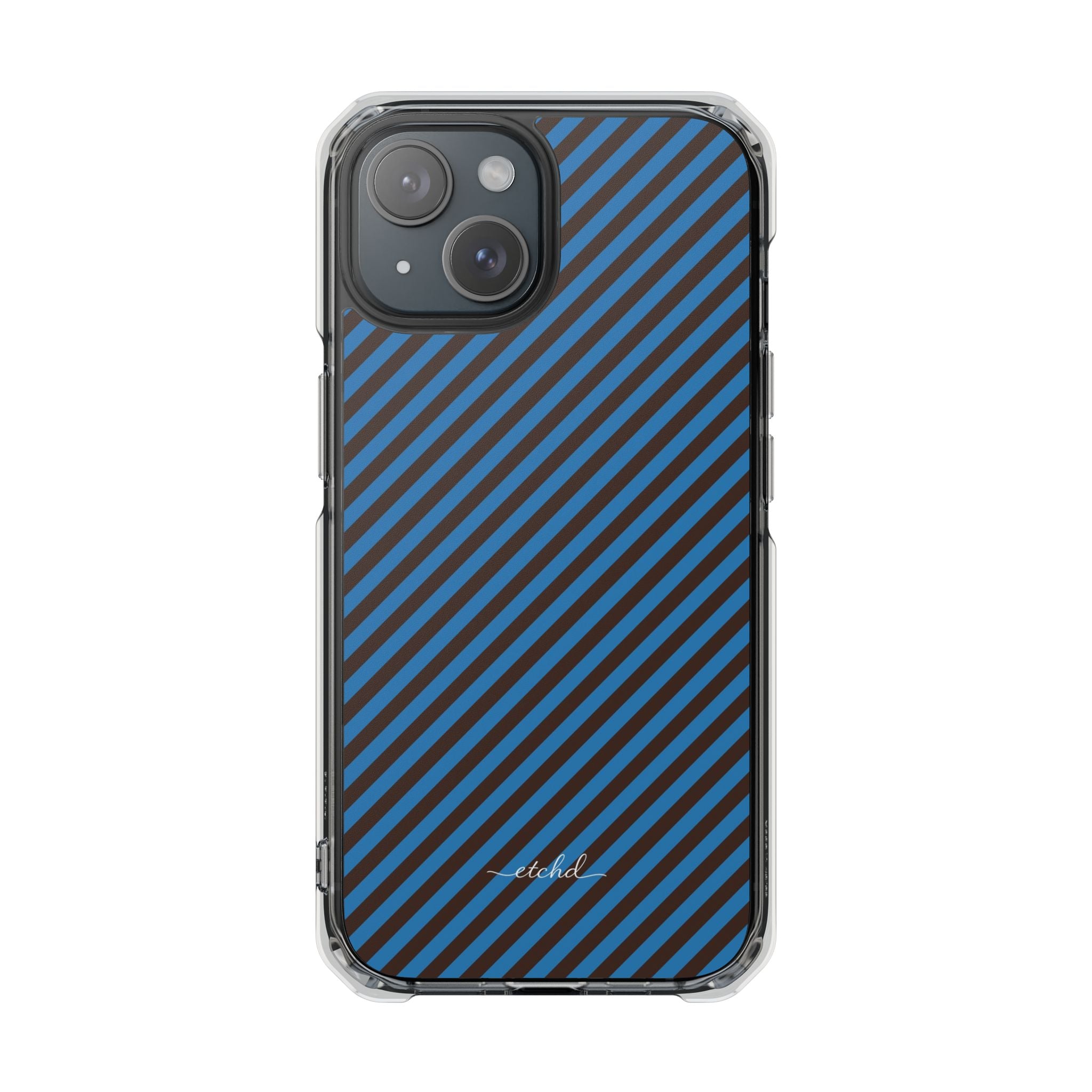 Espresso And Cerulean Diagonal Clear Magnetic Phone Case by etchd, view 2