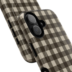 Cream & Brown Gingham Magnetic Phone Case by etchd, view 87