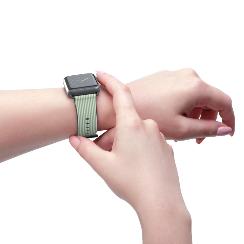 Sage & Cream Striped Smartwatch Strap by etchd, view 11