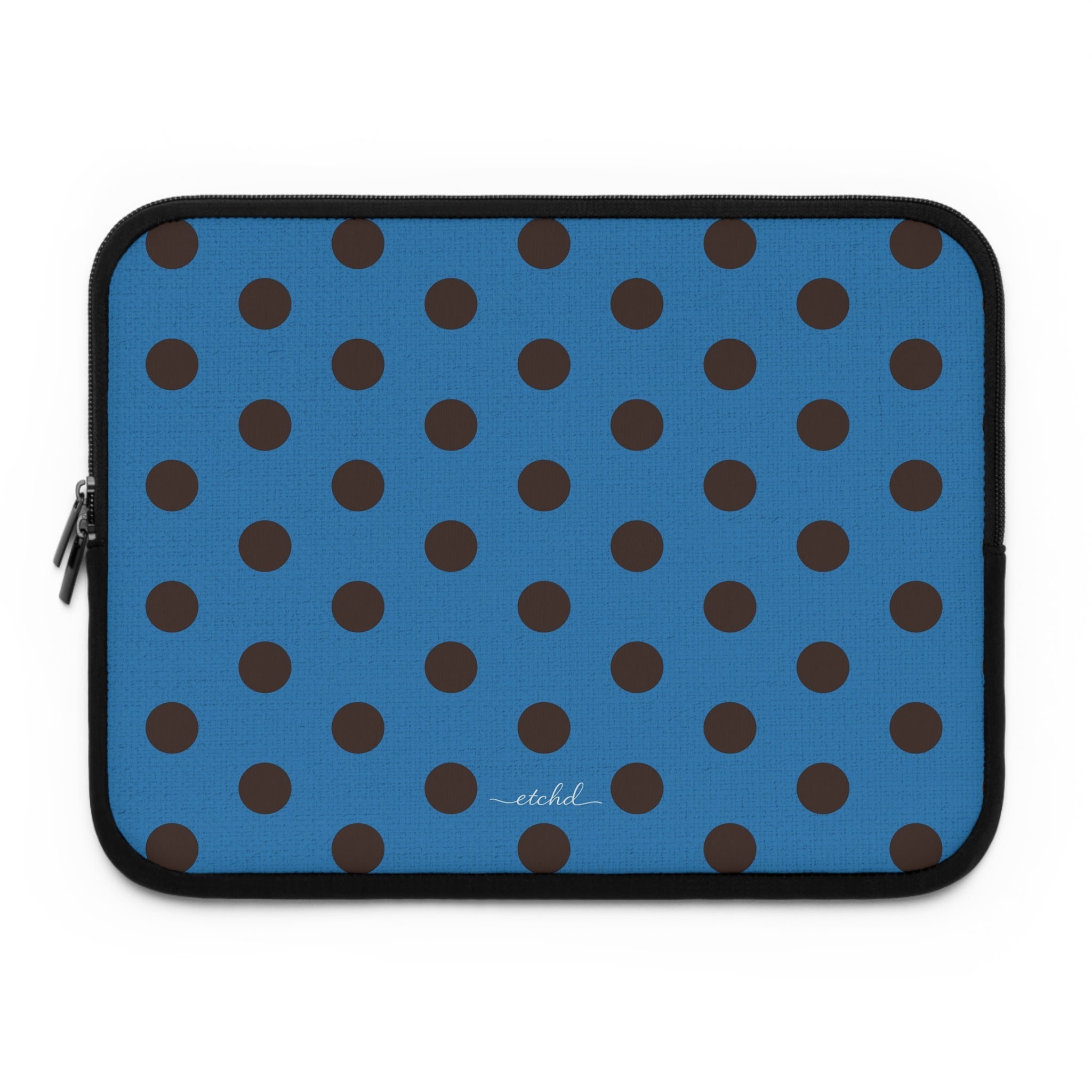 Espresso And Cerulean Polka Dot Laptop Sleeve by etchd