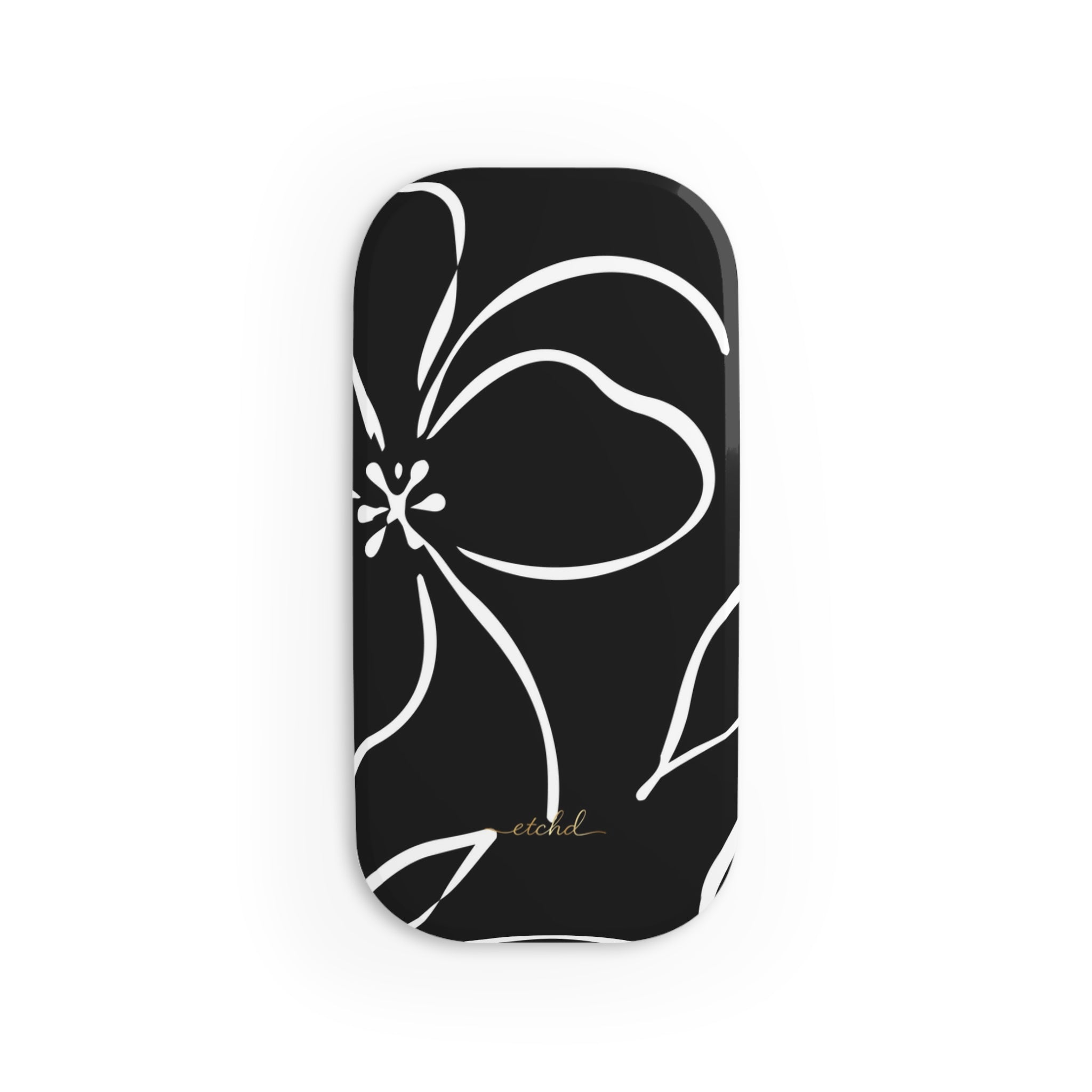 Black & White Floral Anello clip per telefono di etchd, vista 2