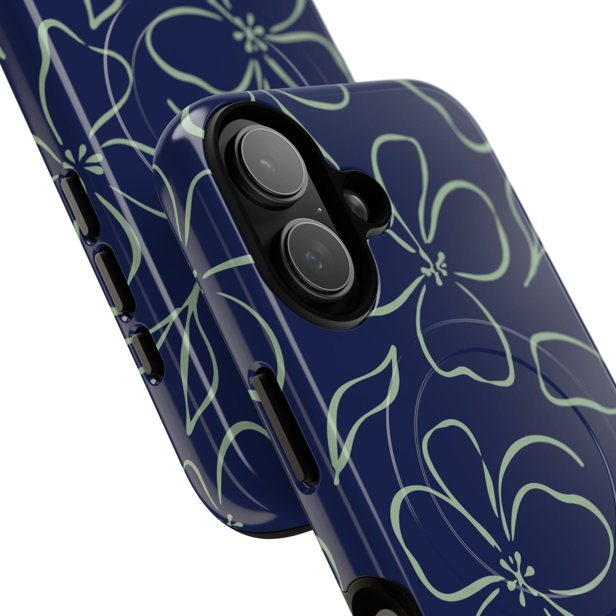 Navy & Sage Floral Magnetic Phone Case by etchd, view 87