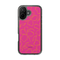 Pink & Orange Floral Clear Phone Case by etchd, view 36