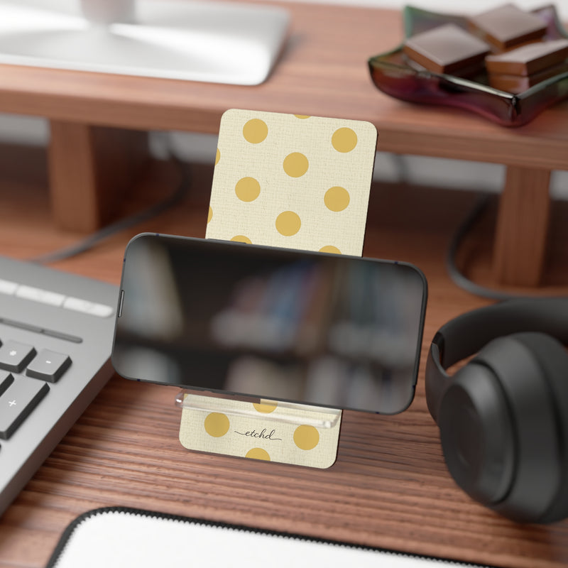 Butter Polka Dot Phone Stand by etchd, view 4