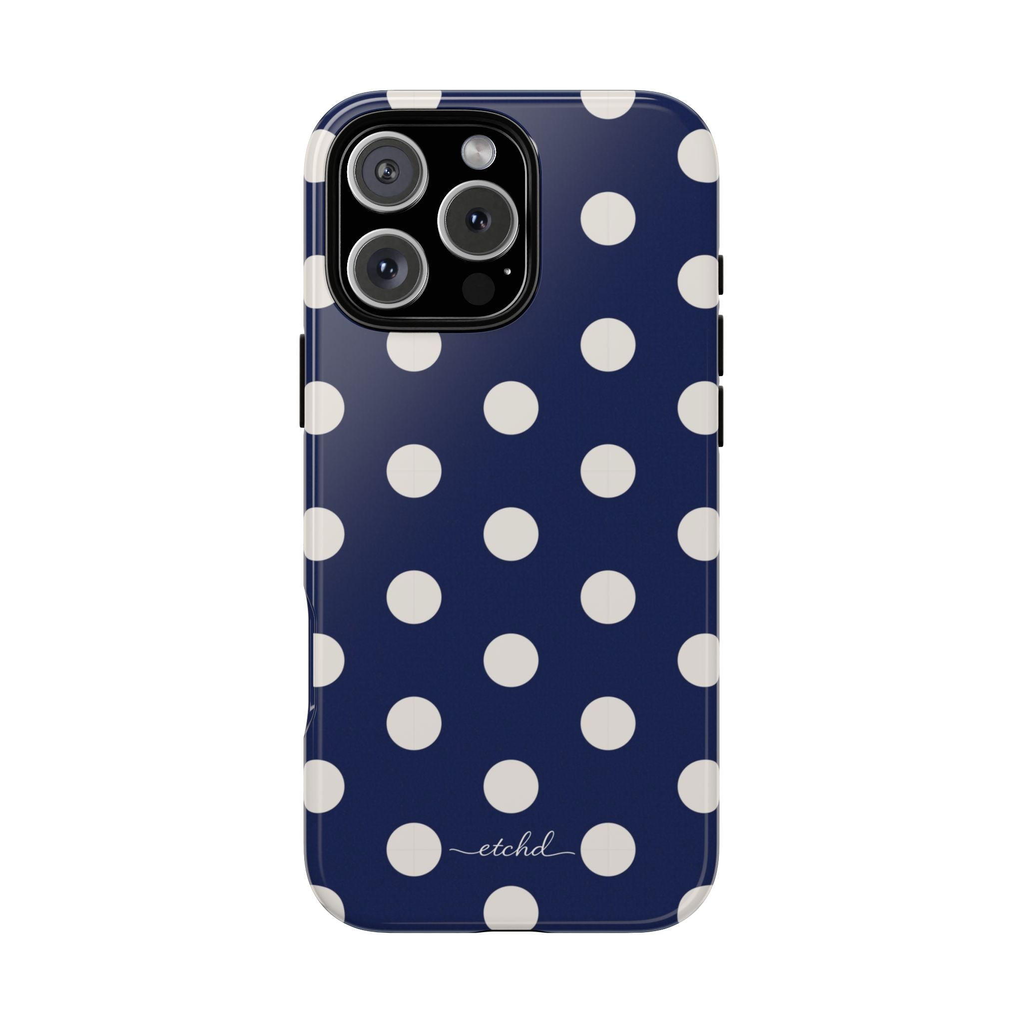Cream & Navy Polka Dot Phone Case by etchd