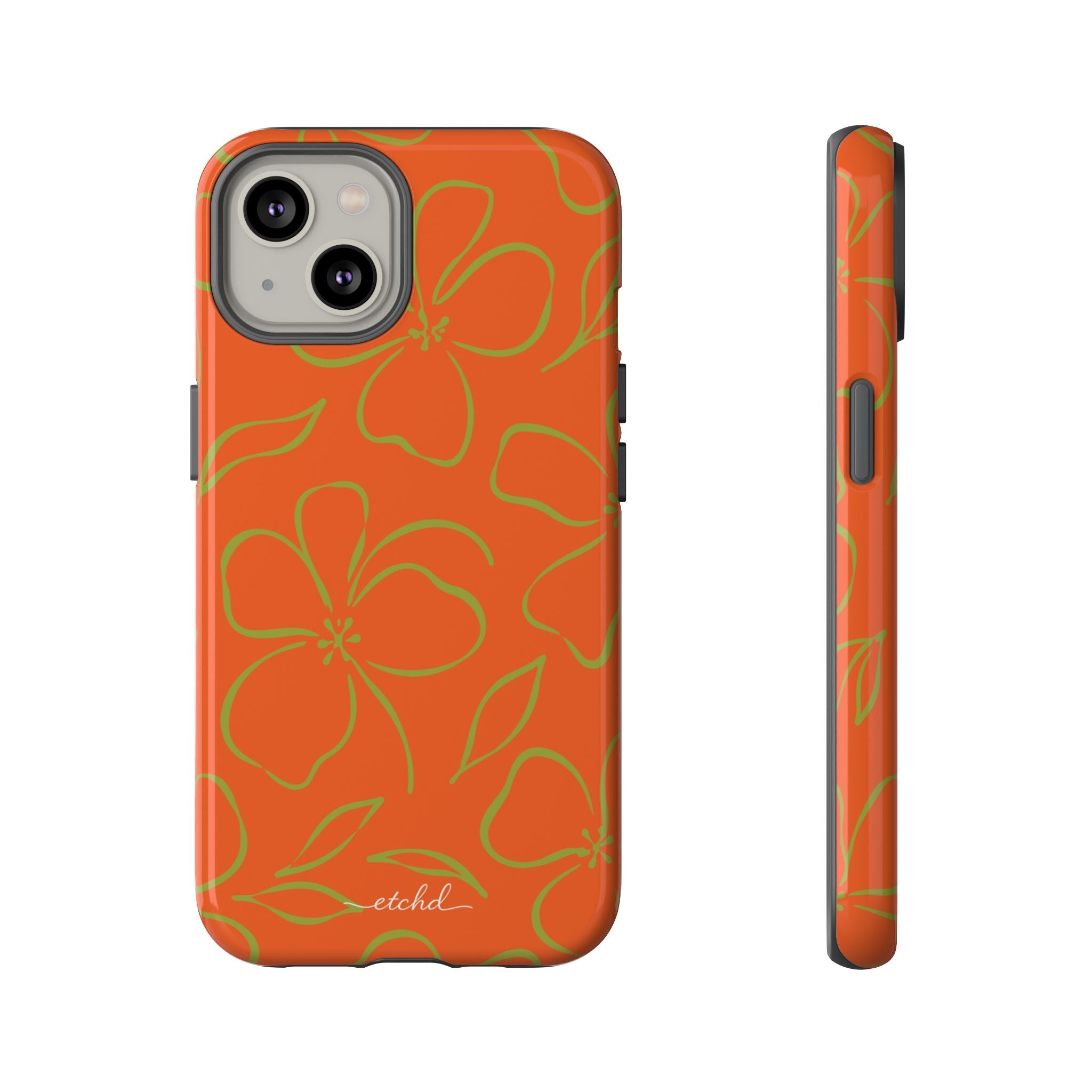 Persimmon & Wasabi Floral Funda para móvil de etchd, vista 2
