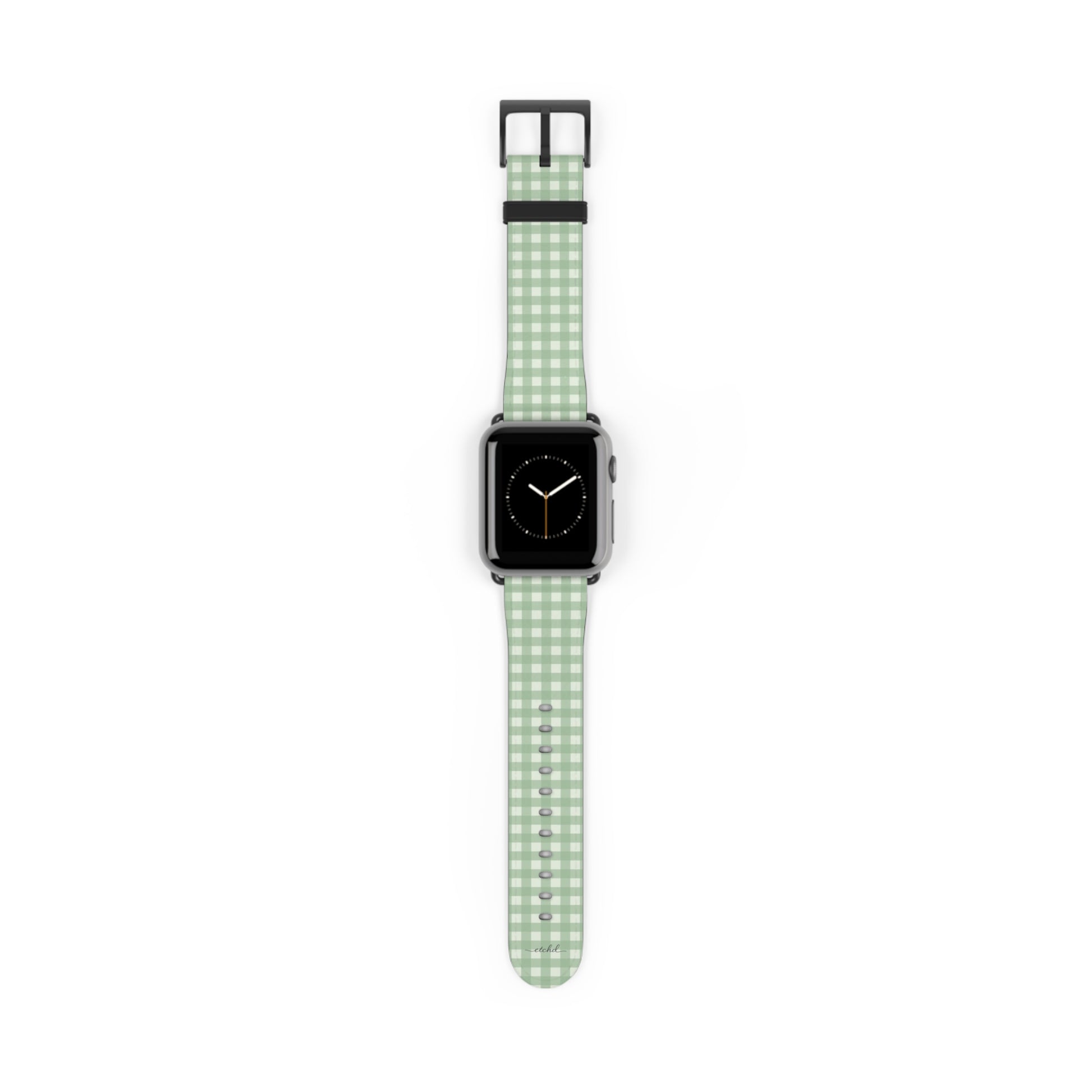 Sage & Cream Gingham Smartwatch Strap by etchd