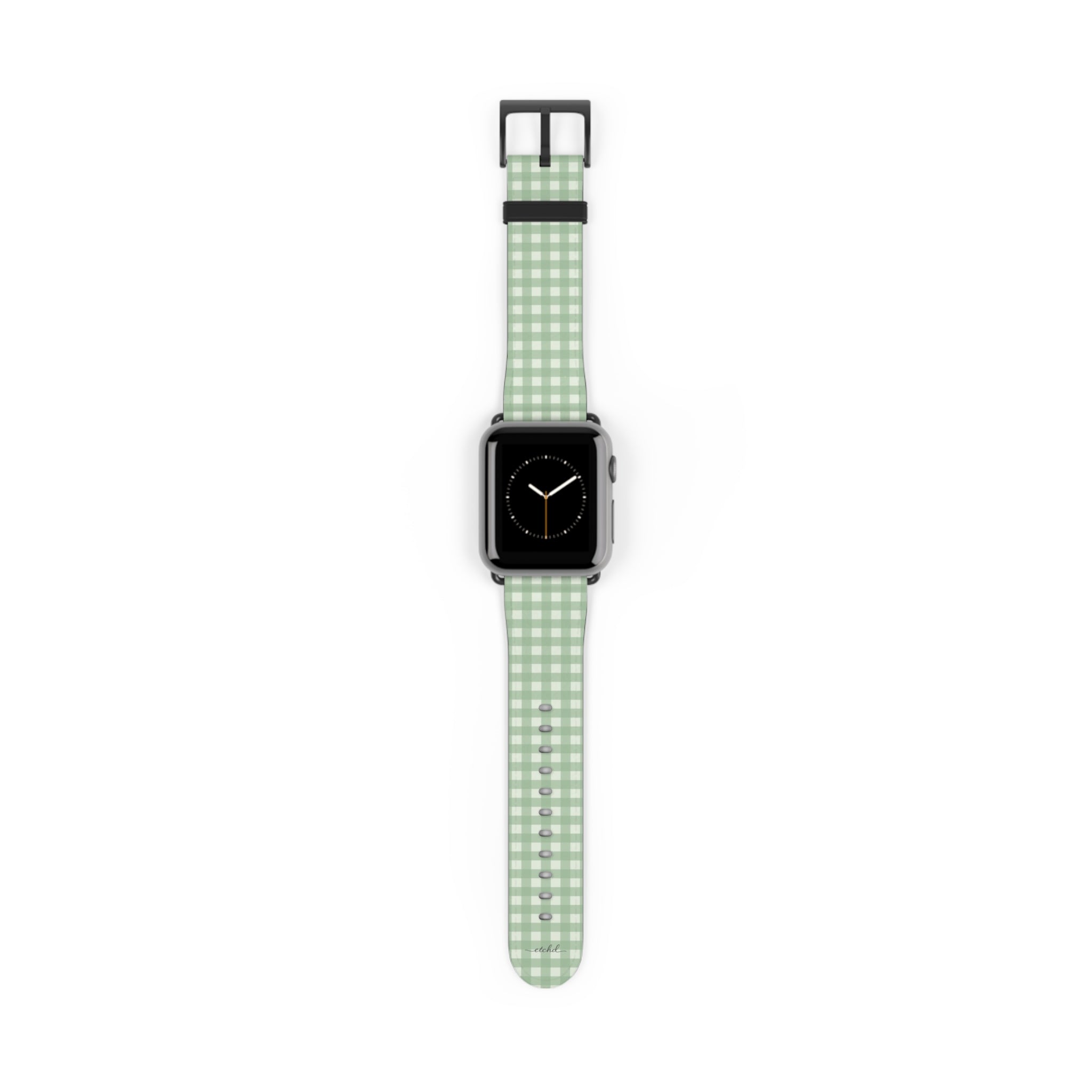 Sage & Cream Gingham Smartwatch Strap by etchd