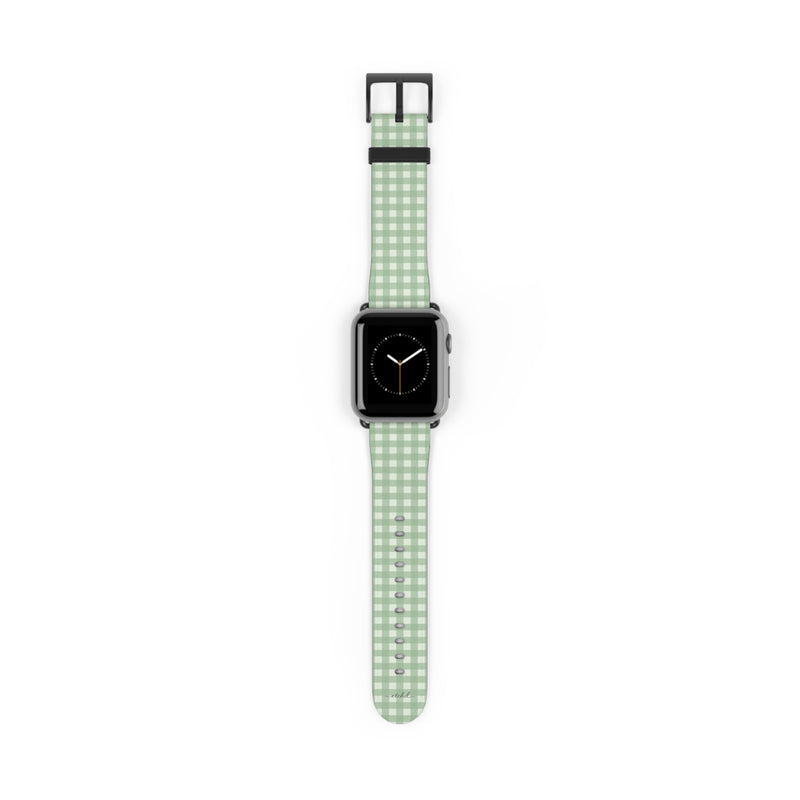 Sage & Cream Gingham Smartwatch Strap by etchd