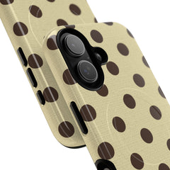 Butter Yellow And Brown Polka Dot Magnetic Phone Case by etchd, view 87
