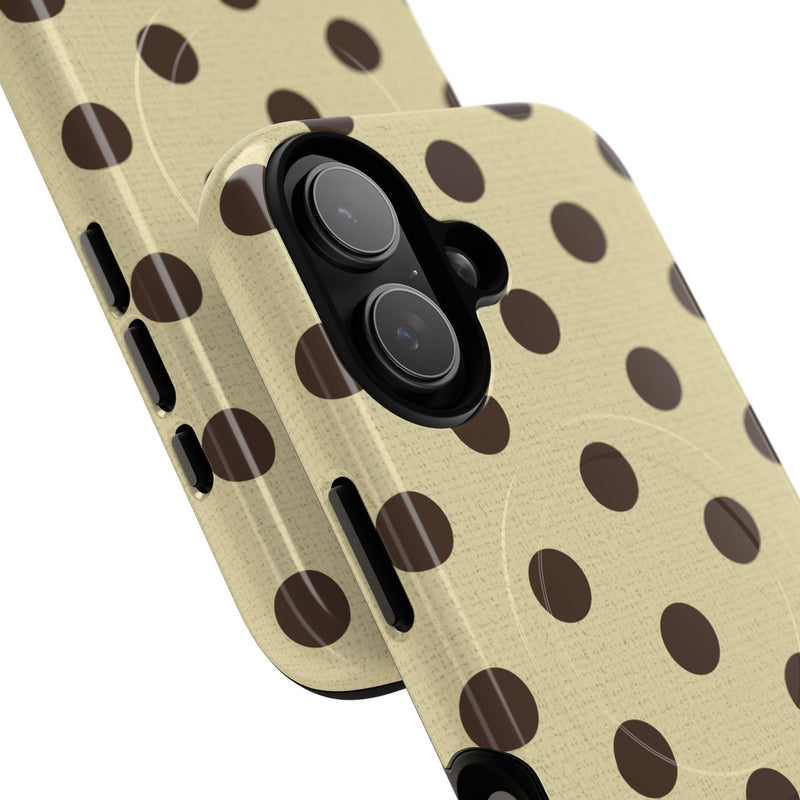 Butter Yellow And Brown Polka Dot Magnetic Phone Case by etchd, view 87