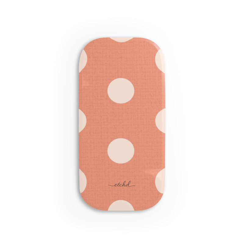 Cream & Coral Polka Dot Click-On Phone Grip by etchd