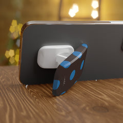 Cerulean & Espresso Polka Dot Click-On Phone Grip by etchd, view 4