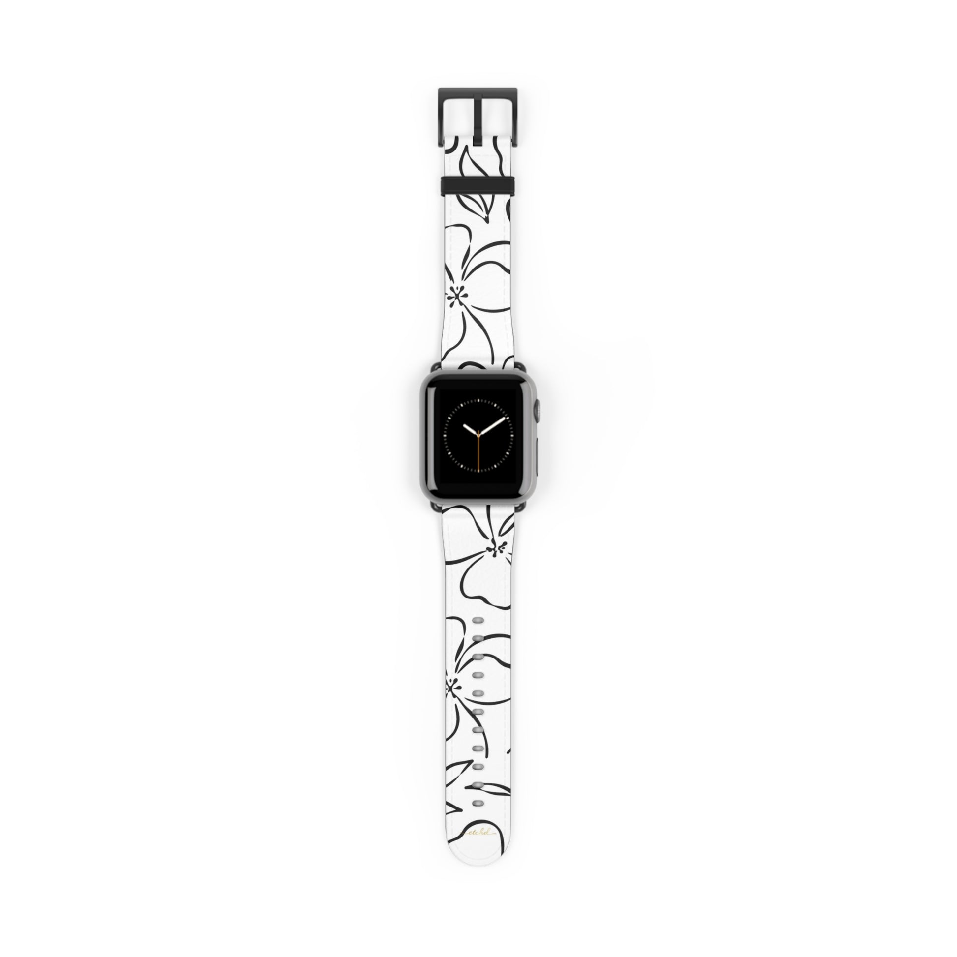 White & Black Floral Correa para smartwatch de etchd