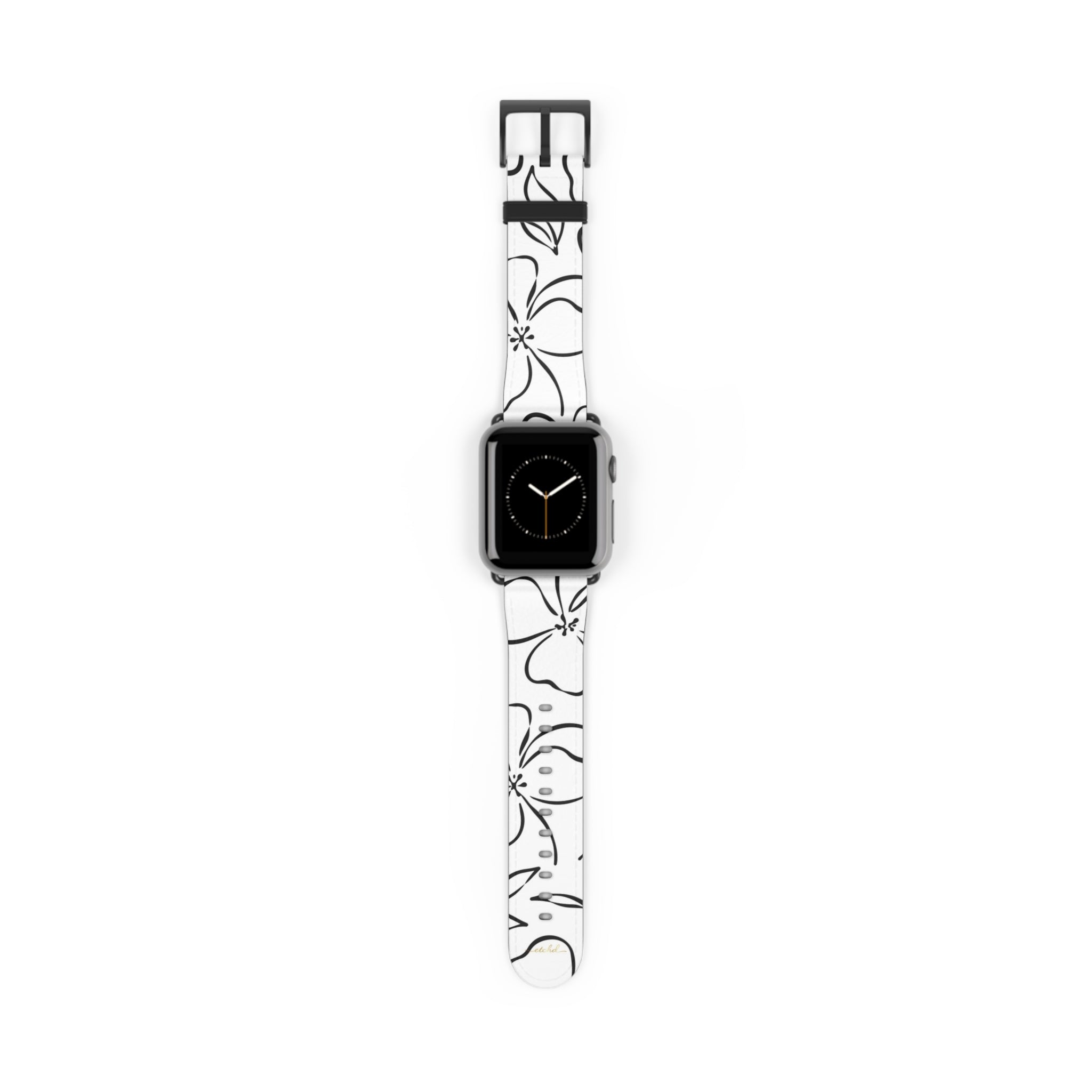 White & Black Floral Smartwatch Strap by etchd