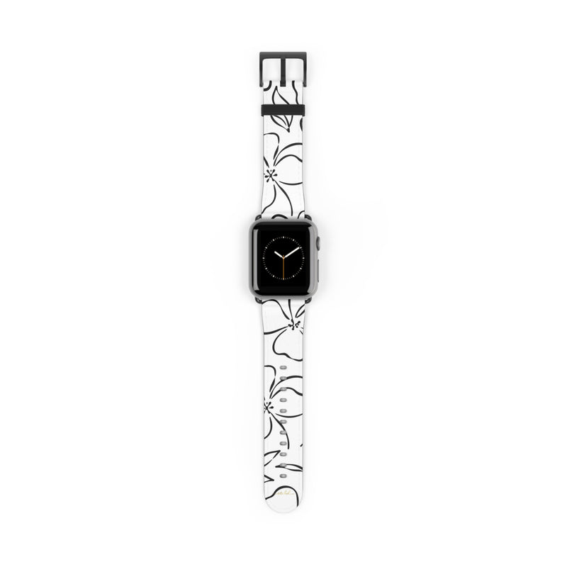 White & Black Floral Correa para smartwatch de etchd