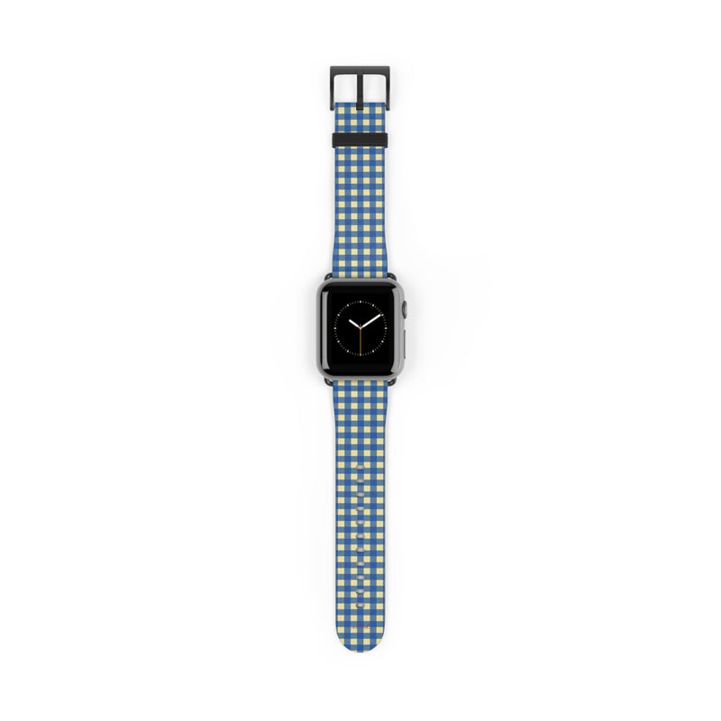 Butter & Cobalt Gingham Cinturino per smartwatch di etchd