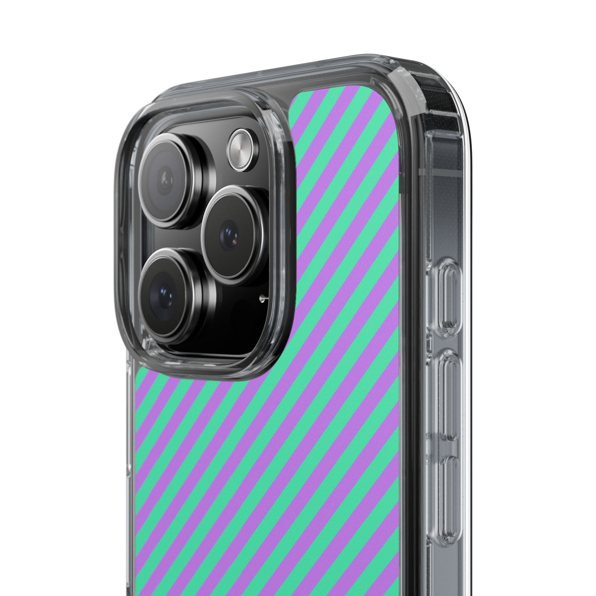 Lilac And Hypermint Diagonal Clear Phone Case by etchd, view 2