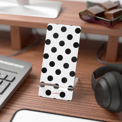Black & White Polka Dot Phone Stand by etchd, view 3