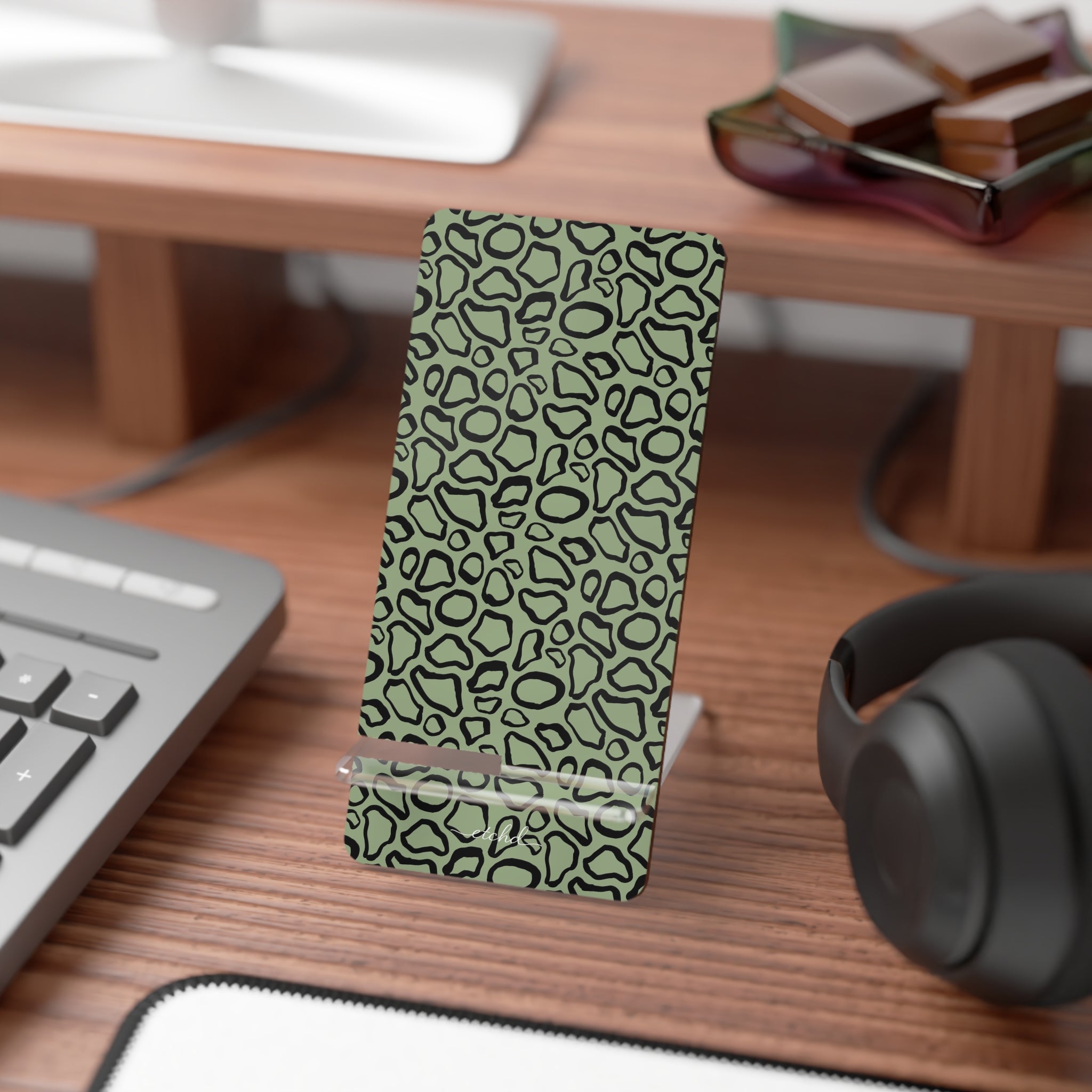 Abstract Print Sage Phone Stand by etchd, view 3