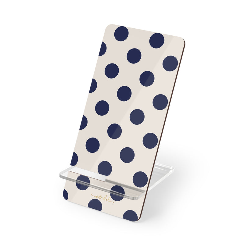 Navy & Cream Polka Dot Phone Stand-zoom-