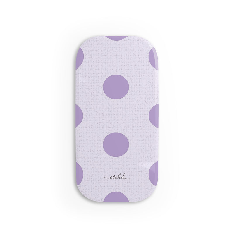 Lilac & Cream Polka Dot Click-On Phone Grip by etchd