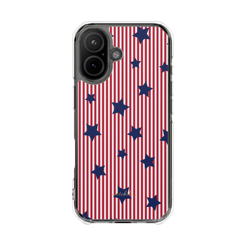Red Stripes & Blue Stars Clear Magnetic Phone Case by etchd, view 13