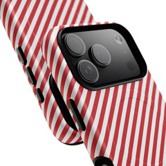 Classic Red & White Striped Diagonal Magnetic Phone Case by etchd, view 100
