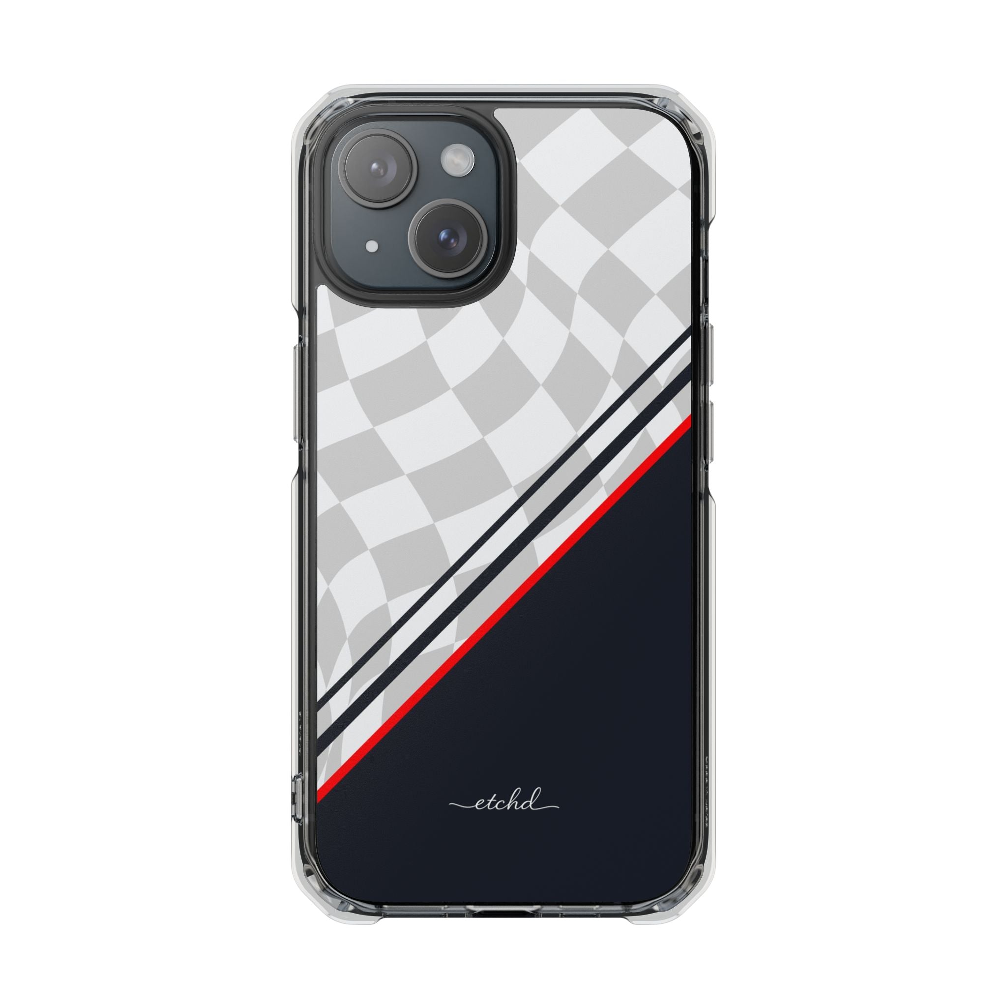 Checkered Flag Clear Magnetic Phone Case by etchd, view 2