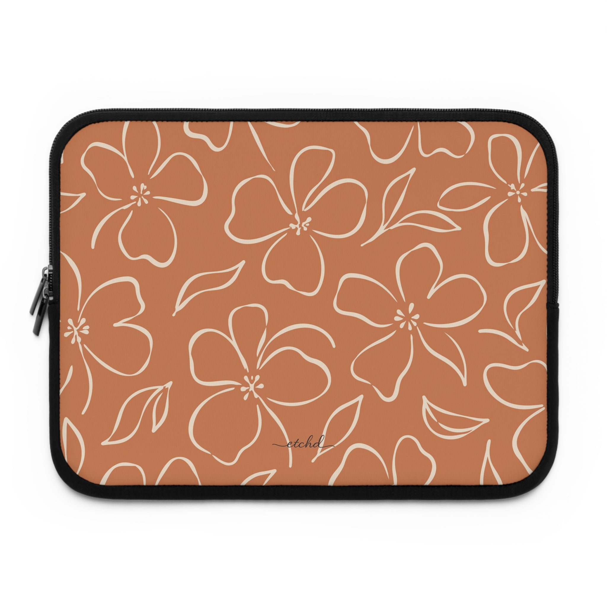 Terracotta & Cream Floral Laptop Sleeve by etchd