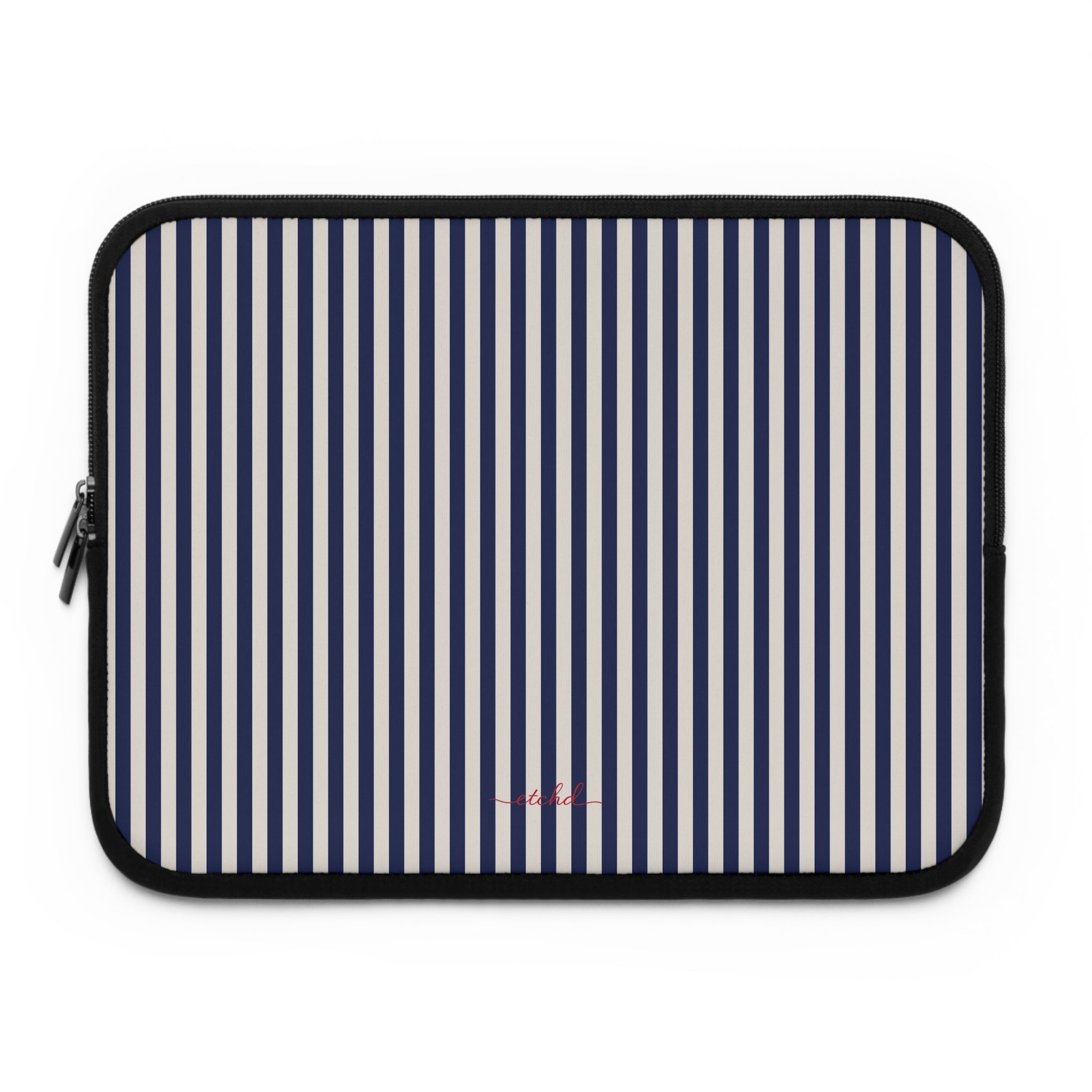 Navy & Cream Striped Laptop Sleeve by etchd
