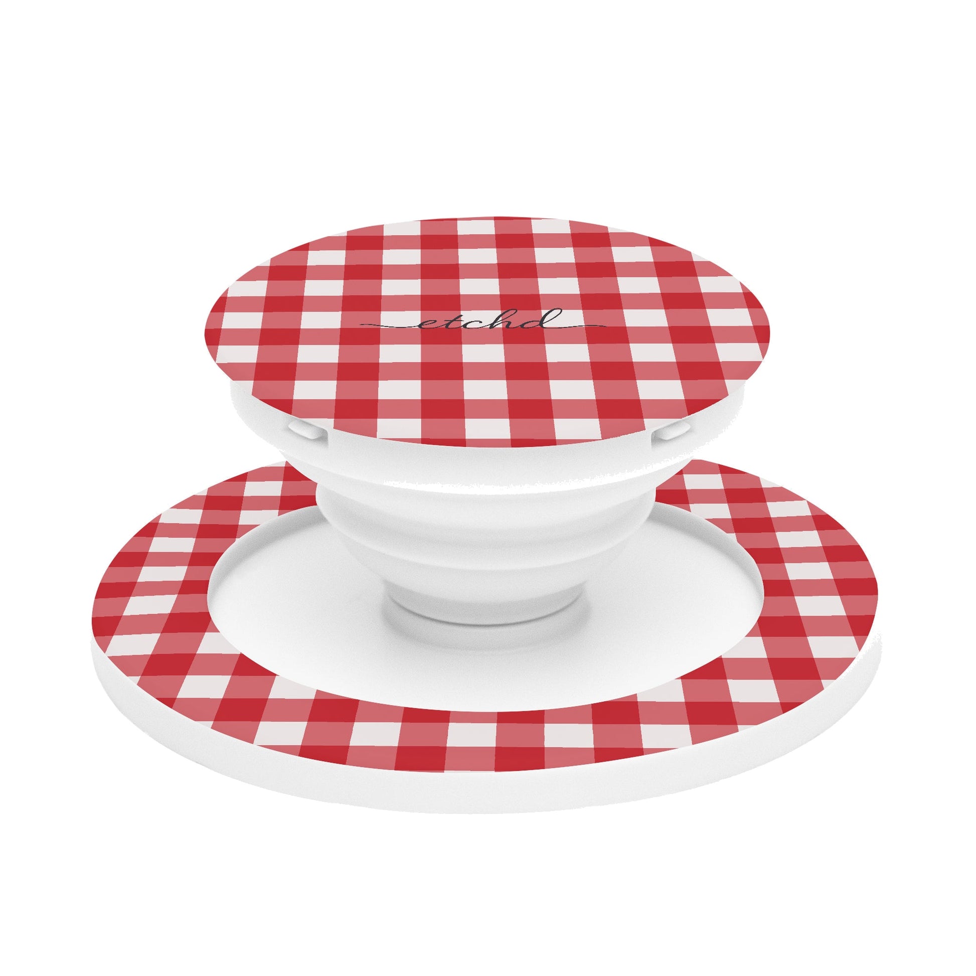 Classic Red & White Gingham Anello e supporto per telefono di etchd