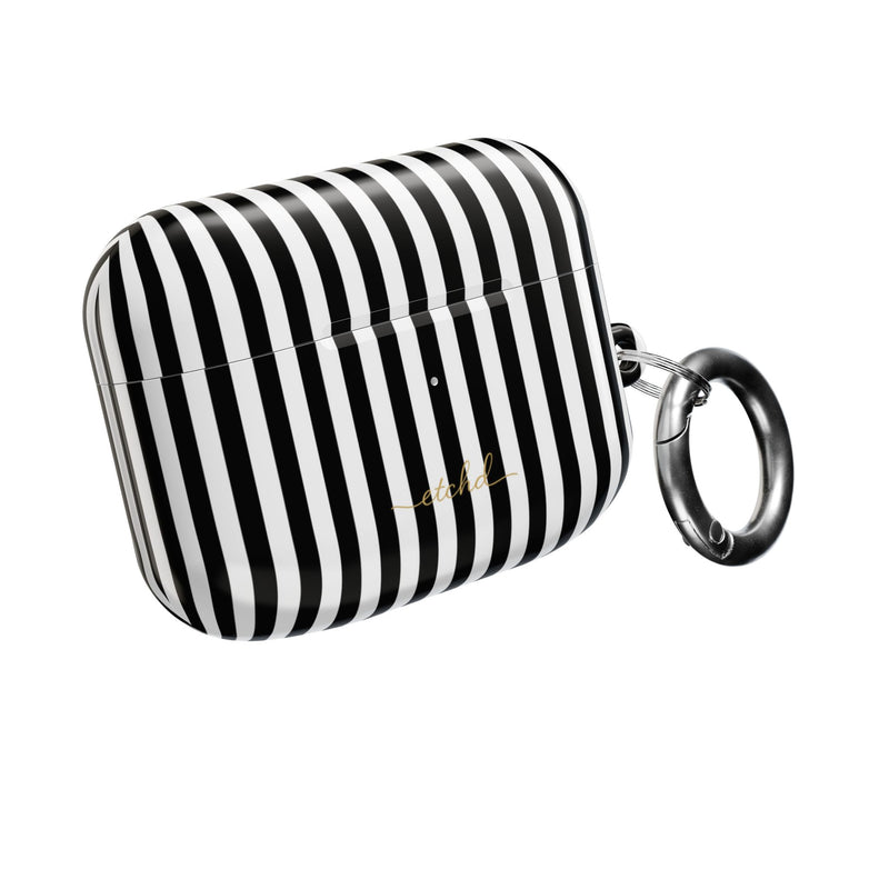 Black & White Striped AirPod Case by etchd, view 8