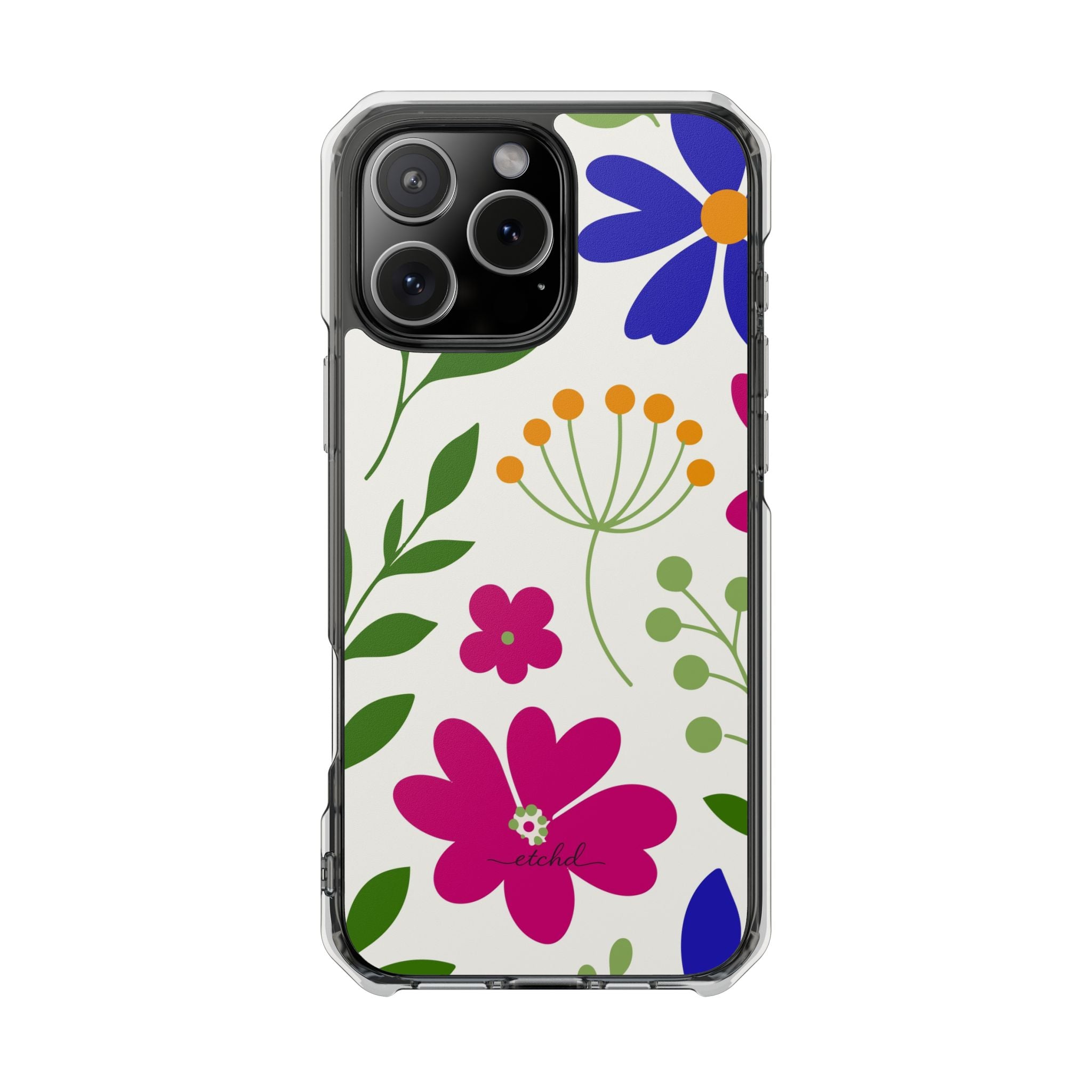 Funky Floral Clear Magnetic Phone Case by etchd