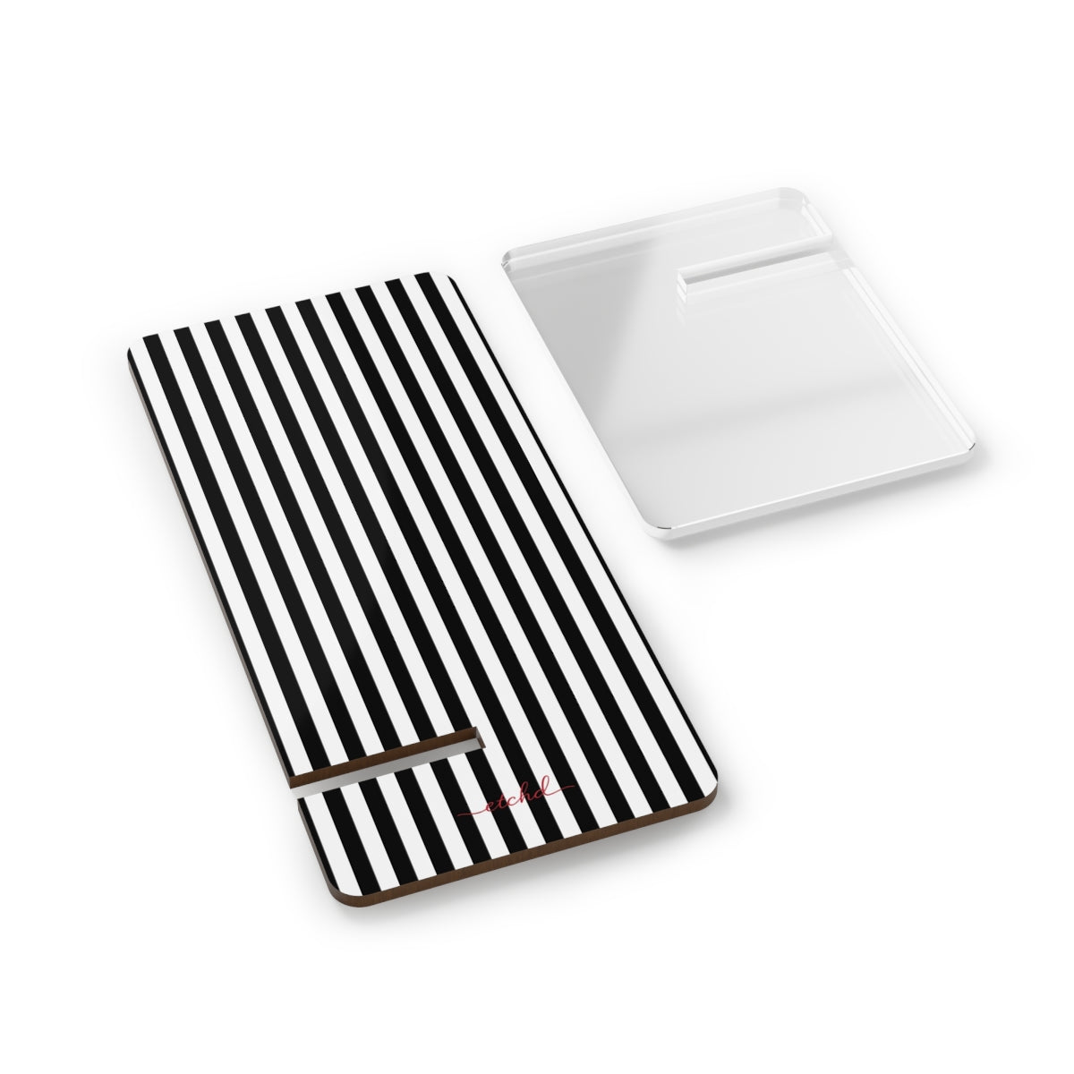Black & White Striped Soporte para móvil de etchd, vista 2