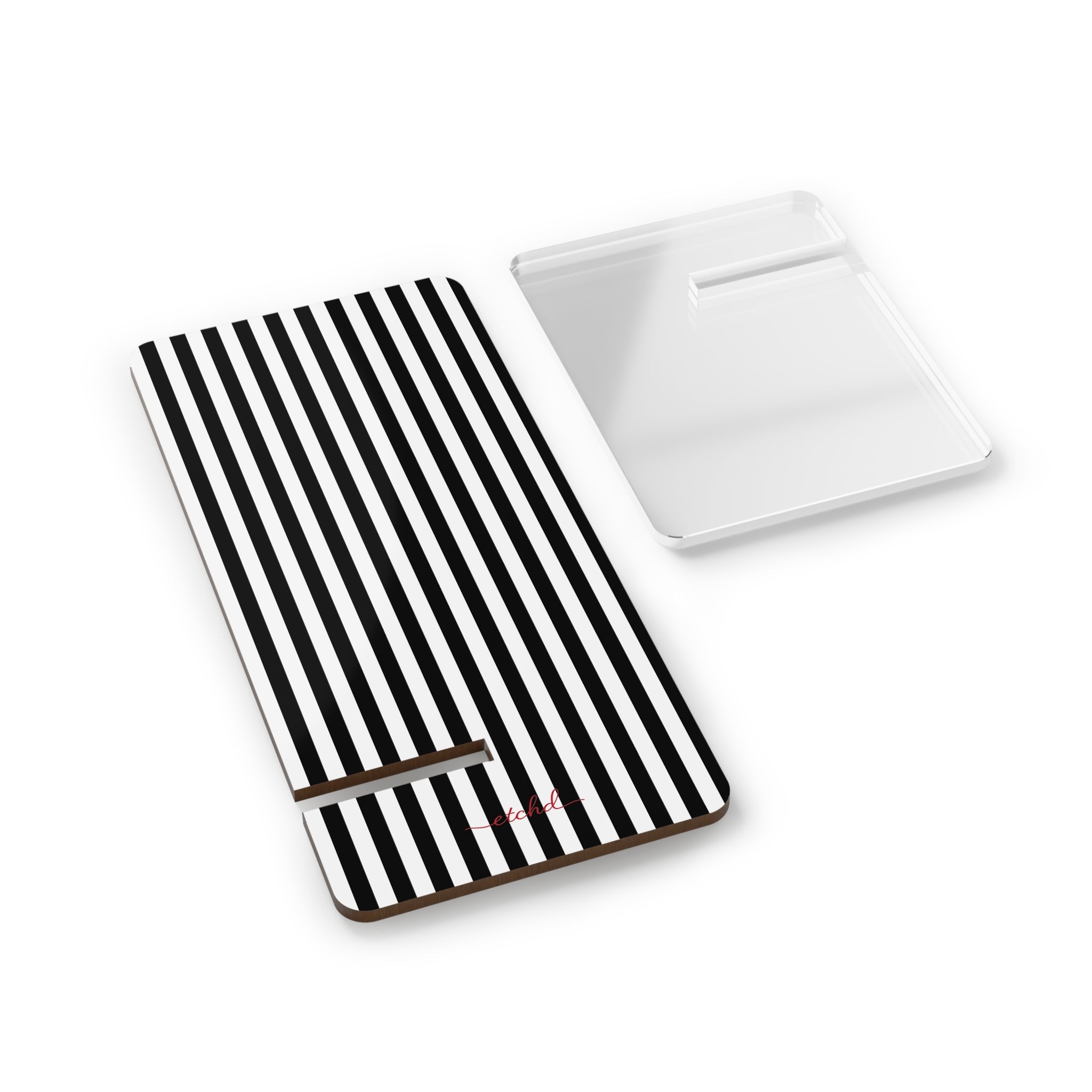 Black & White Striped Phone Stand by etchd, view 2