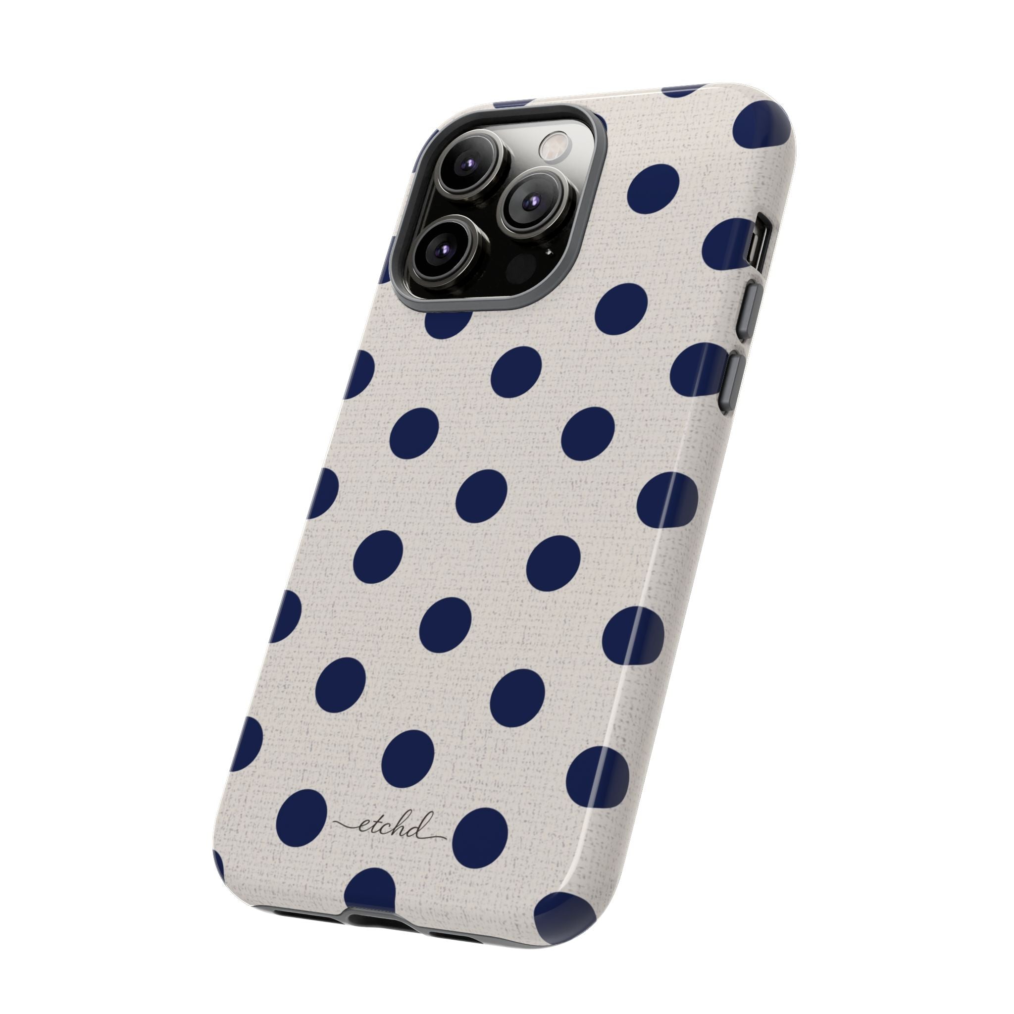 Navy & Cream Polka Dot Phone Case by etchd