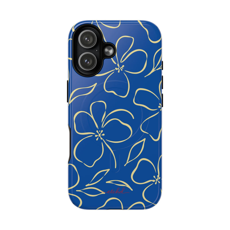 Cobalt & Butter Floral Magnetic Phone Case by etchd, view 25
