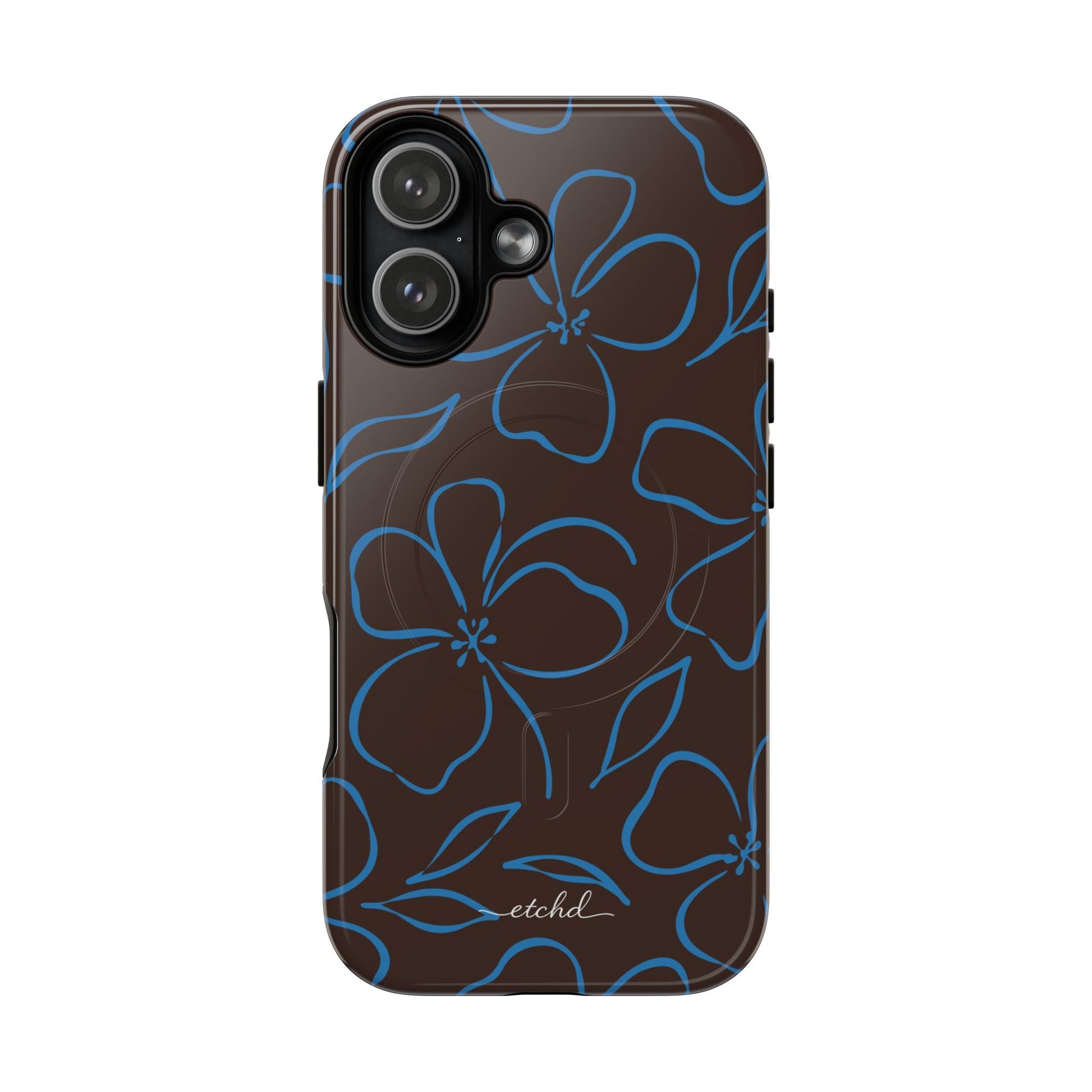 Espresso & Cerulean Floral Magnetic Phone Case by etchd, view 25