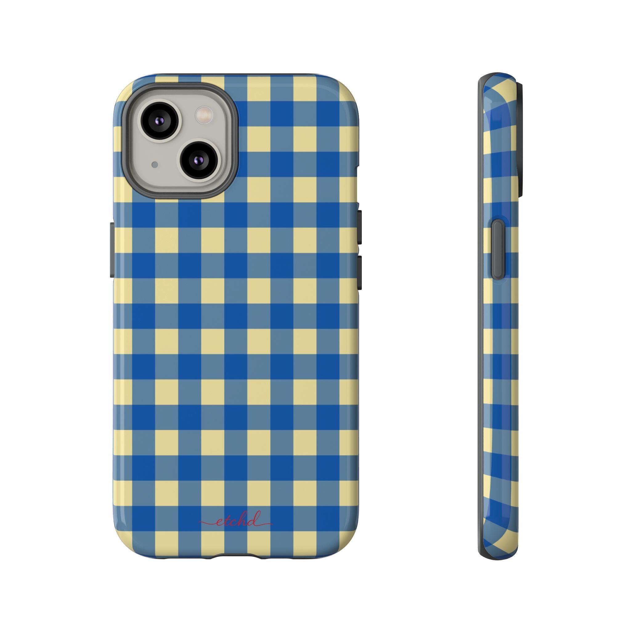 Butter & Cobalt Gingham Phone Case by etchd, view 2