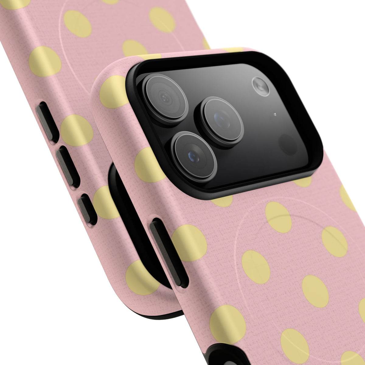 Butter & Pink Polka Dot Magnetic Phone Case by etchd, view 100
