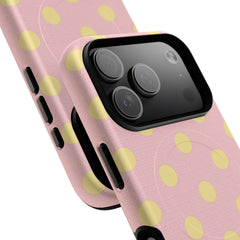 Butter & Pink Polka Dot Magnetic Phone Case by etchd, view 100