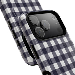 White & Navy Gingham Magnetic Phone Case by etchd, view 99
