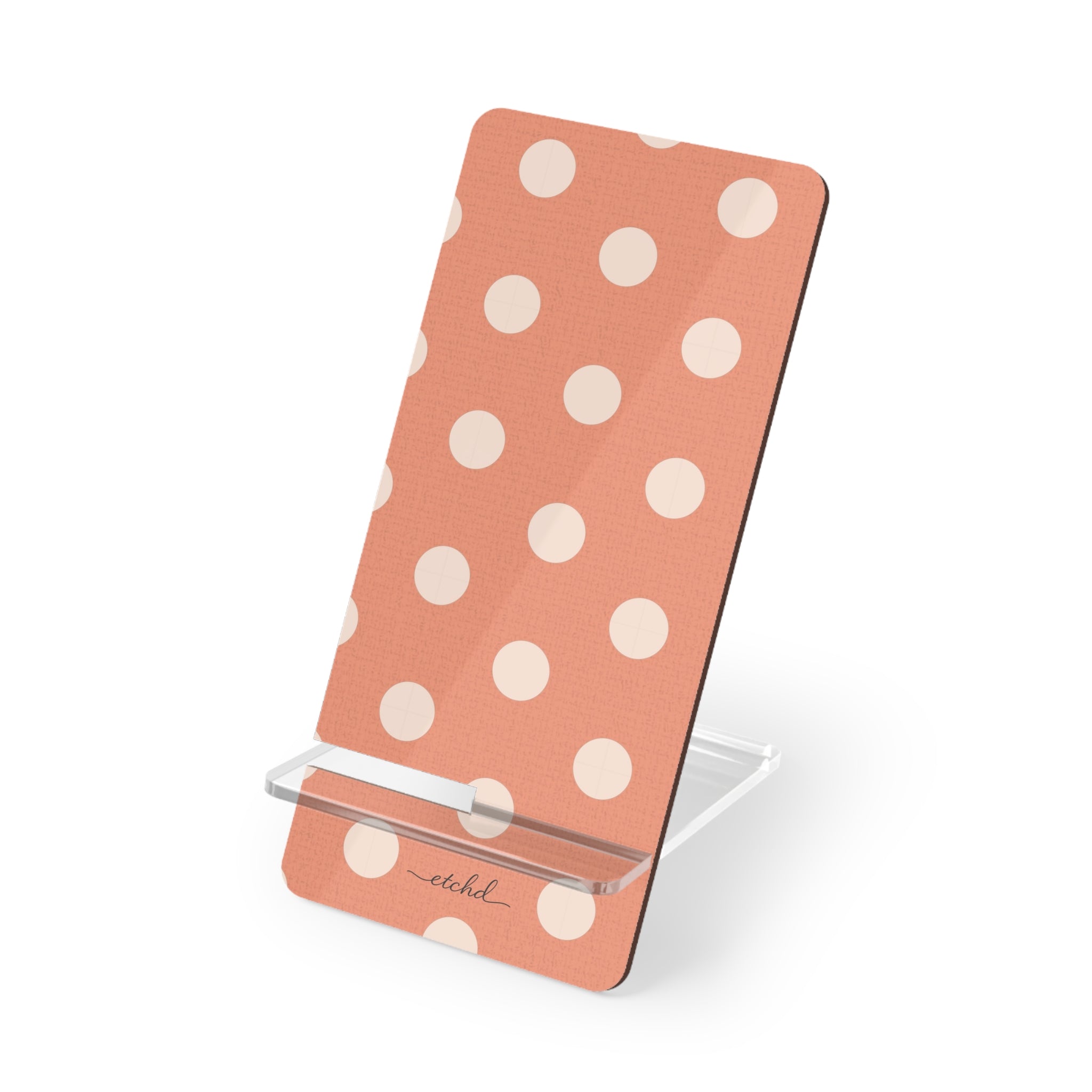 Cream & Coral Polka Dot Phone Stand by etchd