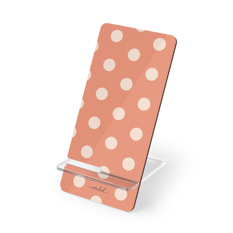 Cream & Coral Polka Dot Phone Stand by etchd