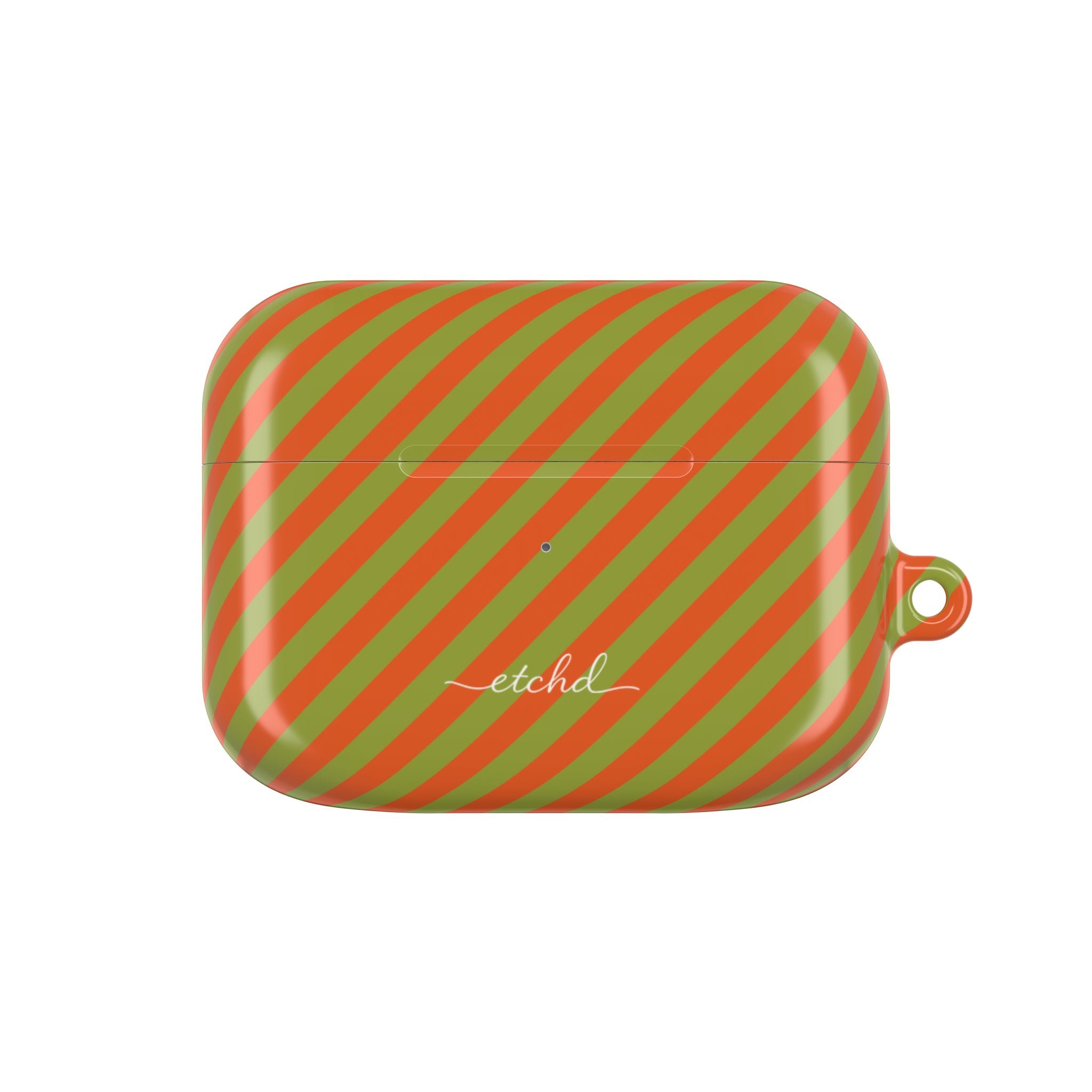 Persimmon & Wasabi Striped Diagonal AirPod Case by etchd