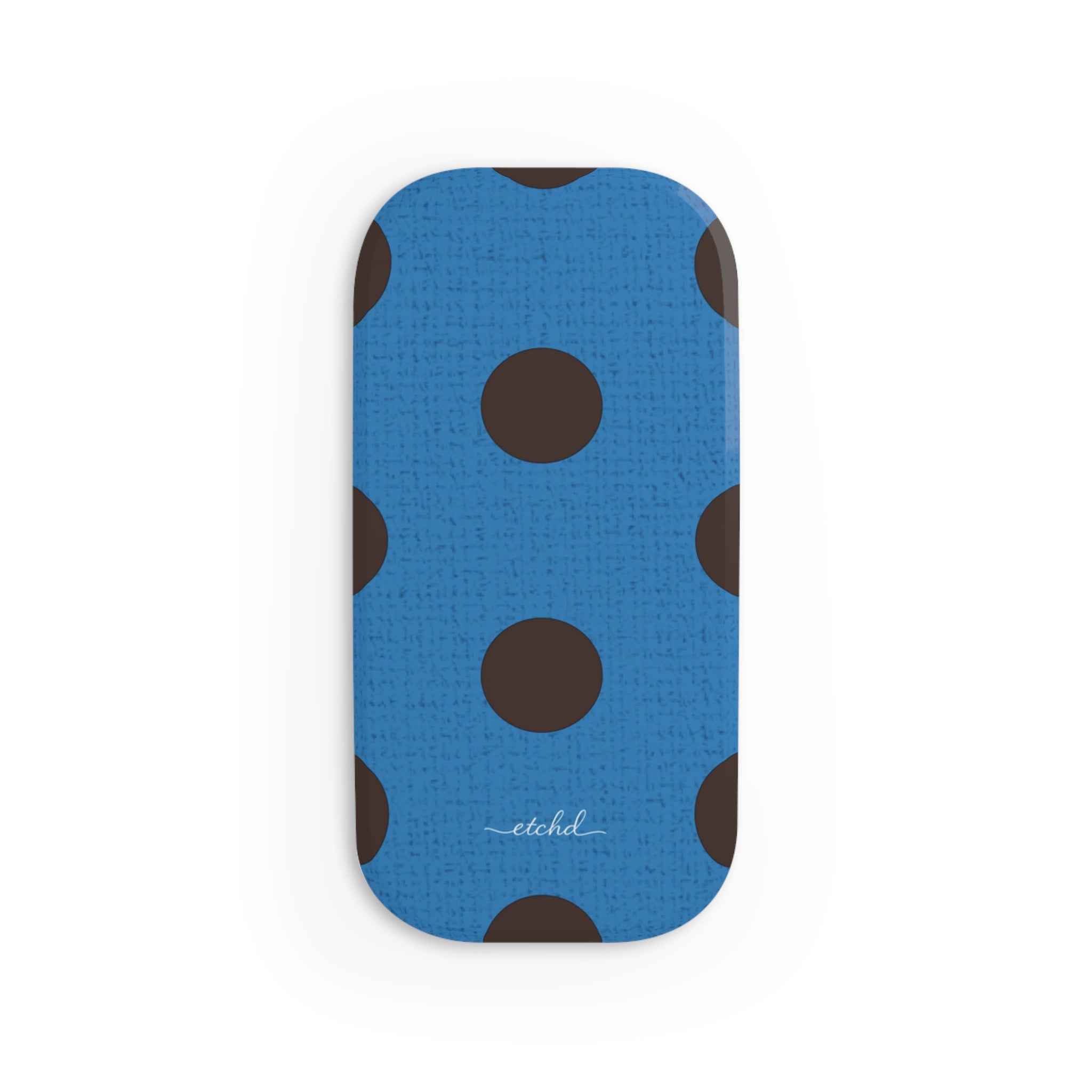 Espresso & Cerulean Polka Dot Click-On Phone Grip by etchd, view 2