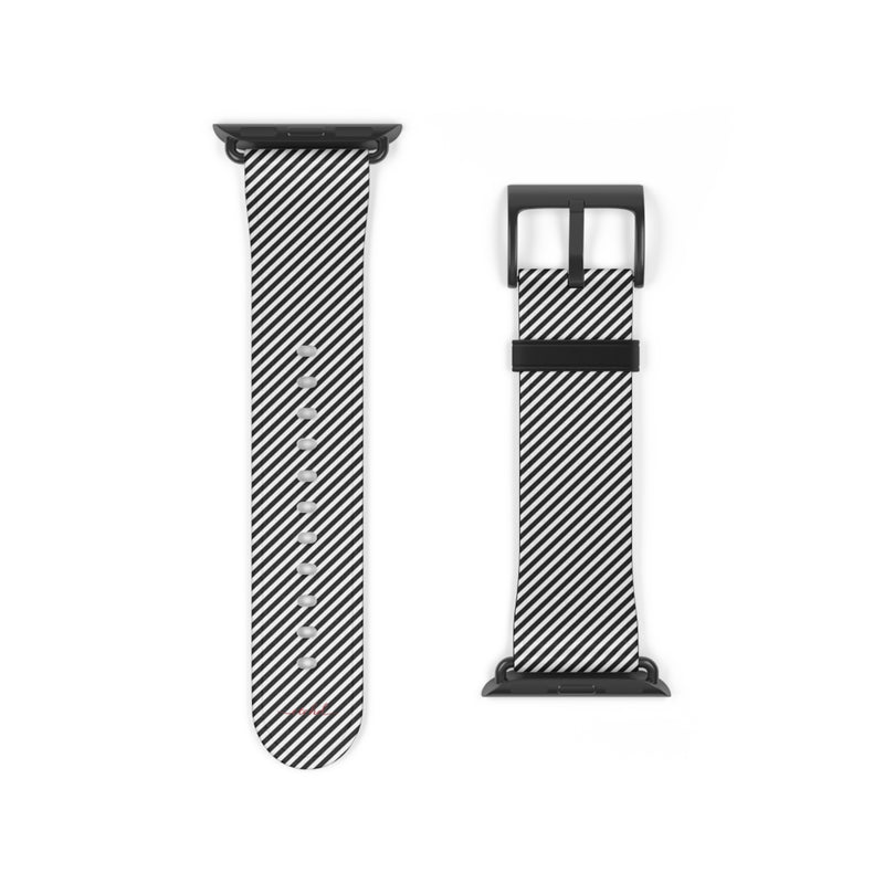Black & White Striped Diagonal Smartwatch Strap by etchd, view 9